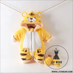 Baby onesie cotton clothes winter newborn baby out crawling clothes modeling cotton thickened harness - tiger yellow