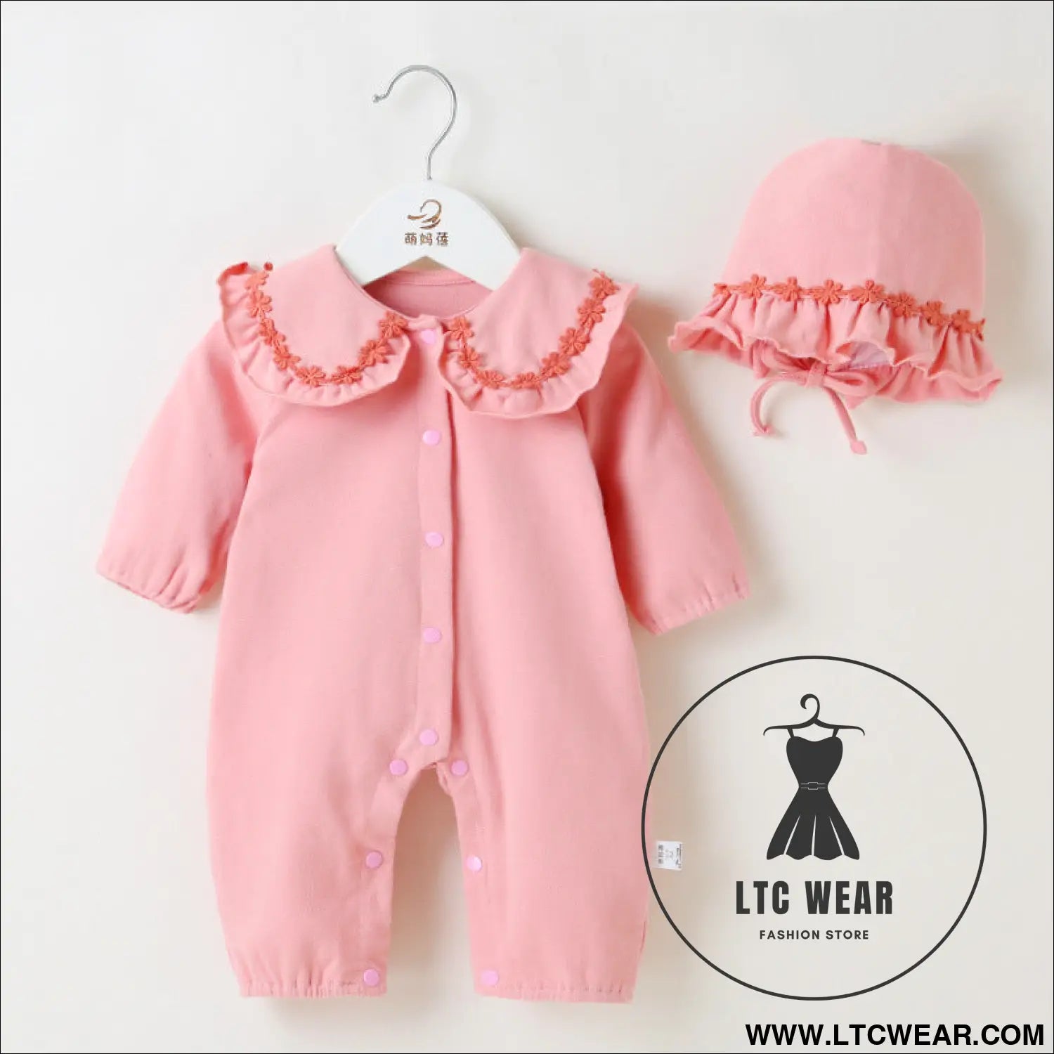 Baby onesie spring and autumn baby girl baby girl baby korean newborn romper ins wind romper baby girl clothes - pink