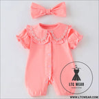 Baby onesie spring and autumn baby girl baby girl baby korean newborn romper ins wind romper baby girl clothes - pink