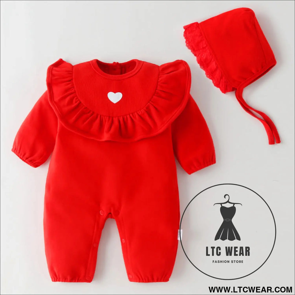 Baby onesie spring and autumn baby girl baby girl baby korean newborn romper ins wind romper baby girl clothes - red