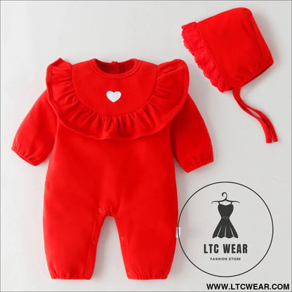 Baby onesie spring and autumn baby girl baby girl baby korean newborn romper ins wind romper baby girl clothes - red