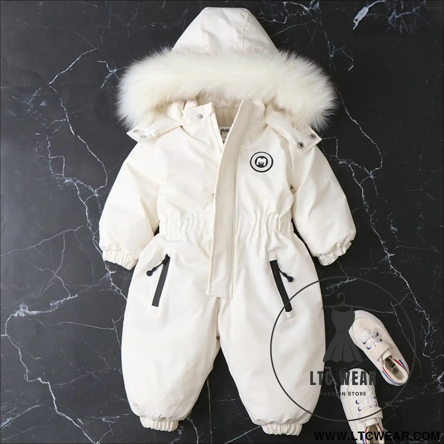 Baby ski suit one-piece suit baby climbing suit romper winter new children’s one-piece suit - white / 90cm
