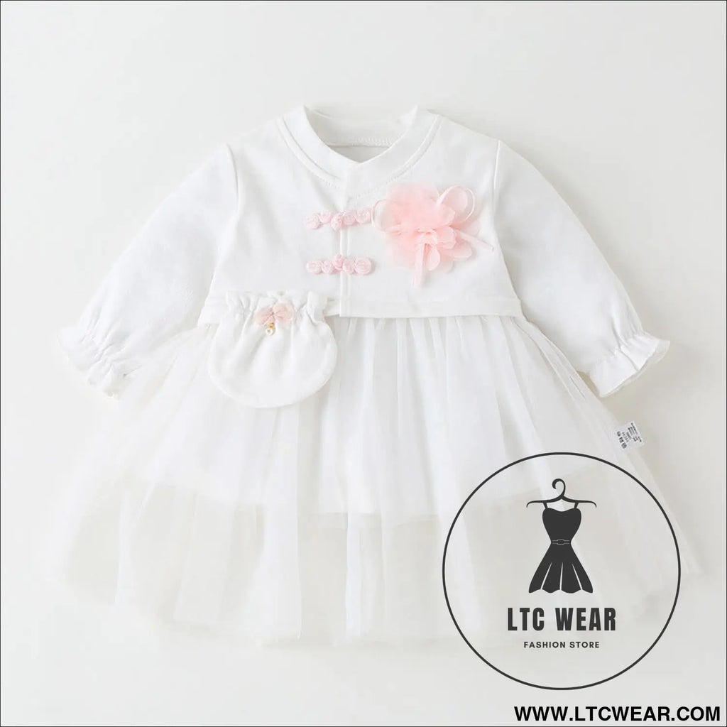 Baby skirt spring autumn winter korean version girls dress plus velvet one-year-old dress girl baby clothes princess