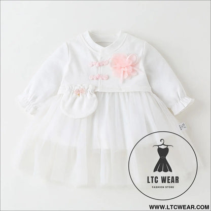 Baby skirt spring autumn winter korean version girls dress plus velvet one-year-old dress girl baby clothes princess