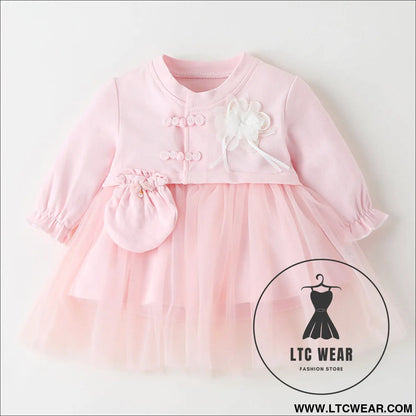 Baby skirt spring autumn winter korean version girls dress plus velvet one-year-old dress girl baby clothes princess