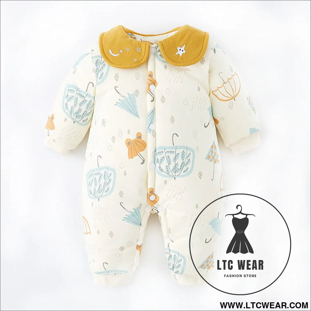 Baby warm onesie cotton thickened cotton winter baby harness crawling clothes spring and autumn newborn sleeping bag