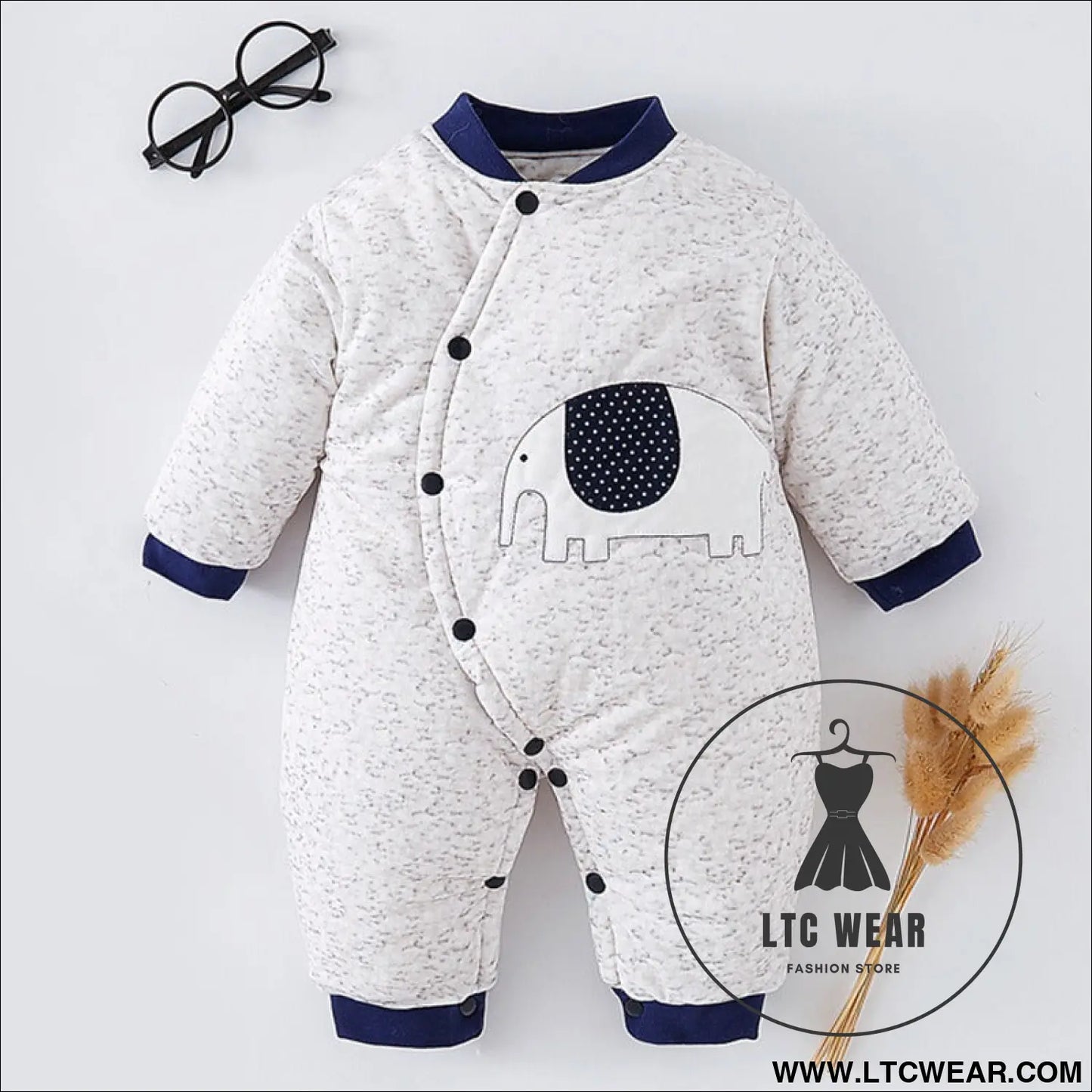 Baby warm onesie cotton thickened cotton winter baby harness crawling clothes spring and autumn newborn sleeping bag