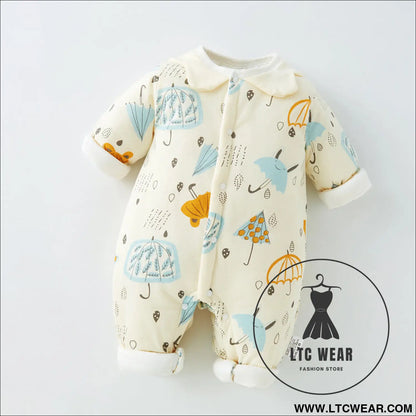 Baby warm onesie cotton thickened cotton winter baby harness crawling clothes spring and autumn newborn sleeping bag