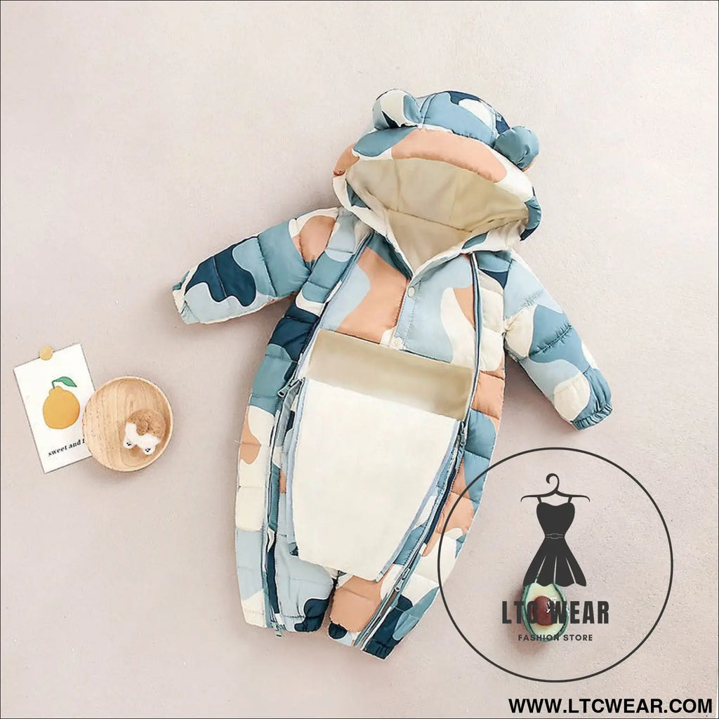 Baby winter clothes newborn one-piece clothes autumn and winter plush thickened outerwear hugging suit