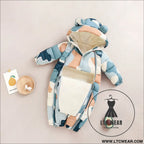 Baby winter clothes newborn one-piece clothes autumn and winter plush thickened outerwear hugging suit