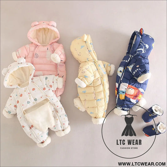 Baby winter clothes newborn one-piece clothes autumn and winter plush thickened outerwear hugging suit