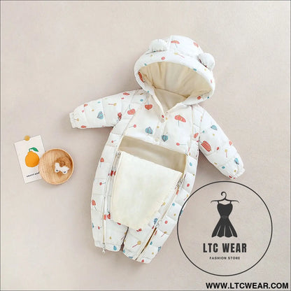 Baby winter clothes newborn one-piece clothes autumn and winter plush thickened outerwear hugging suit