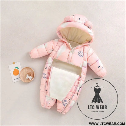 Baby winter clothes newborn one-piece clothes autumn and winter plush thickened outerwear hugging suit