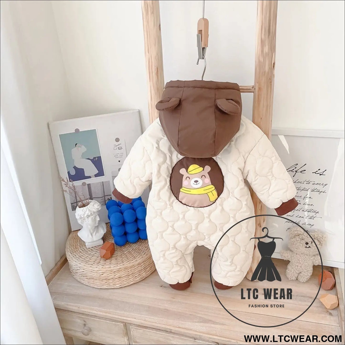 Baby’s winter clothes cotton padded clothes with velvet thickened one-piece clothes for boys cute crawling clothes