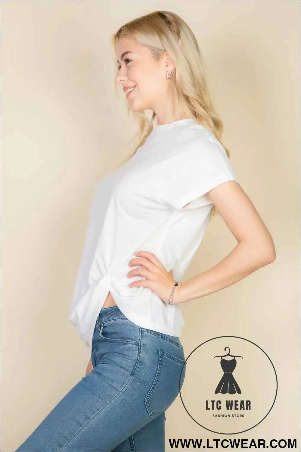 Batwing Sleeve Twist Front Tee