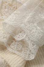Coffee Ribbed Knit Sweet Lace Hem Vest