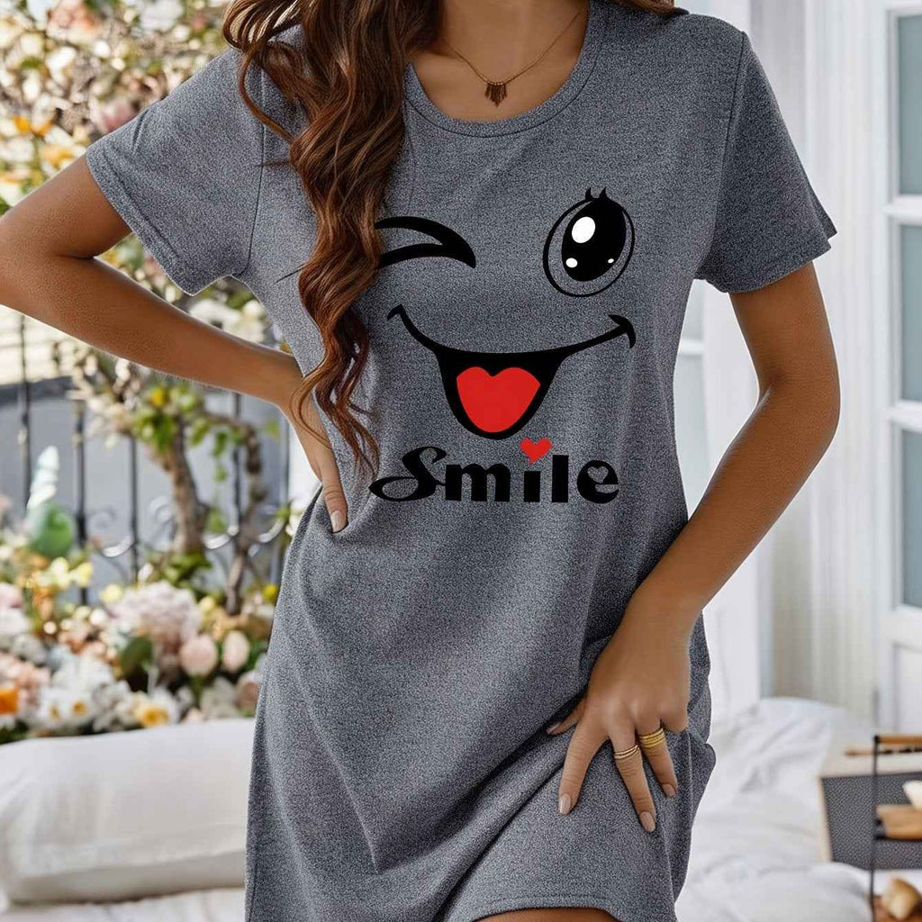 Cute Cartoon Letter Print Sleepshirt for Women