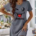 Cute Cartoon Letter Print Sleepshirt for Women