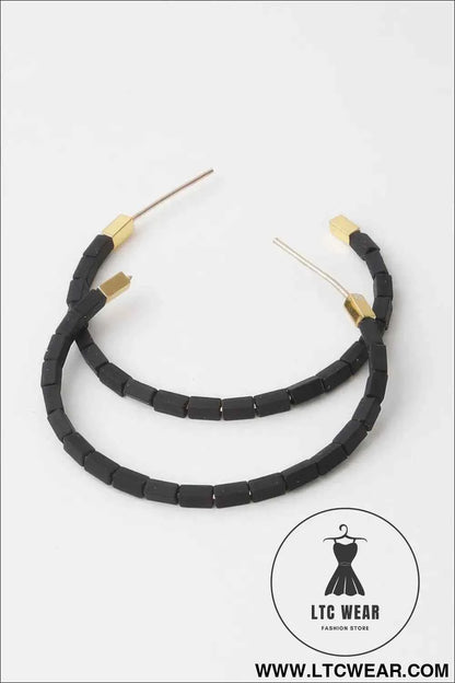 Beaded Clay Hoop Earrings