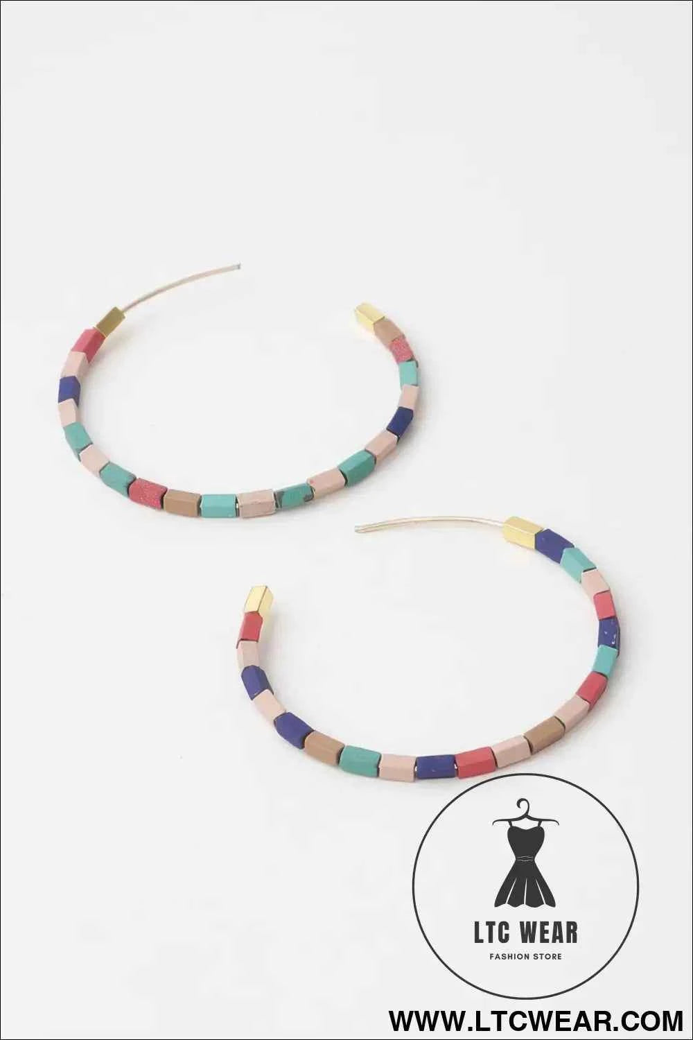 Beaded Clay Hoop Earrings