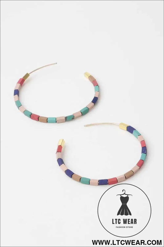 Beaded Clay Hoop Earrings