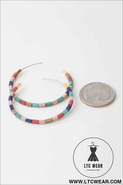 Beaded Clay Hoop Earrings