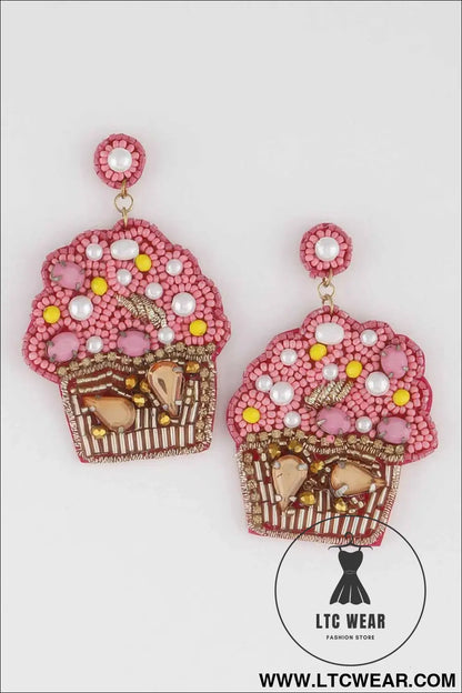 Beaded Cupcake Earrings