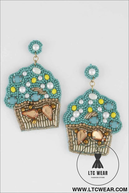 Beaded Cupcake Earrings