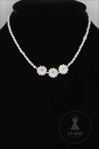 Beaded Flower Trio Necklace
