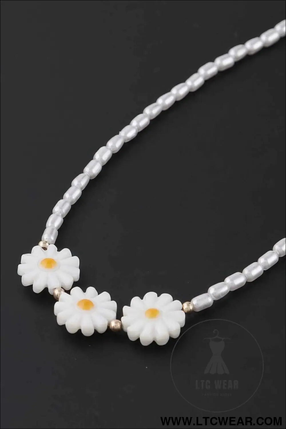 Beaded Flower Trio Necklace