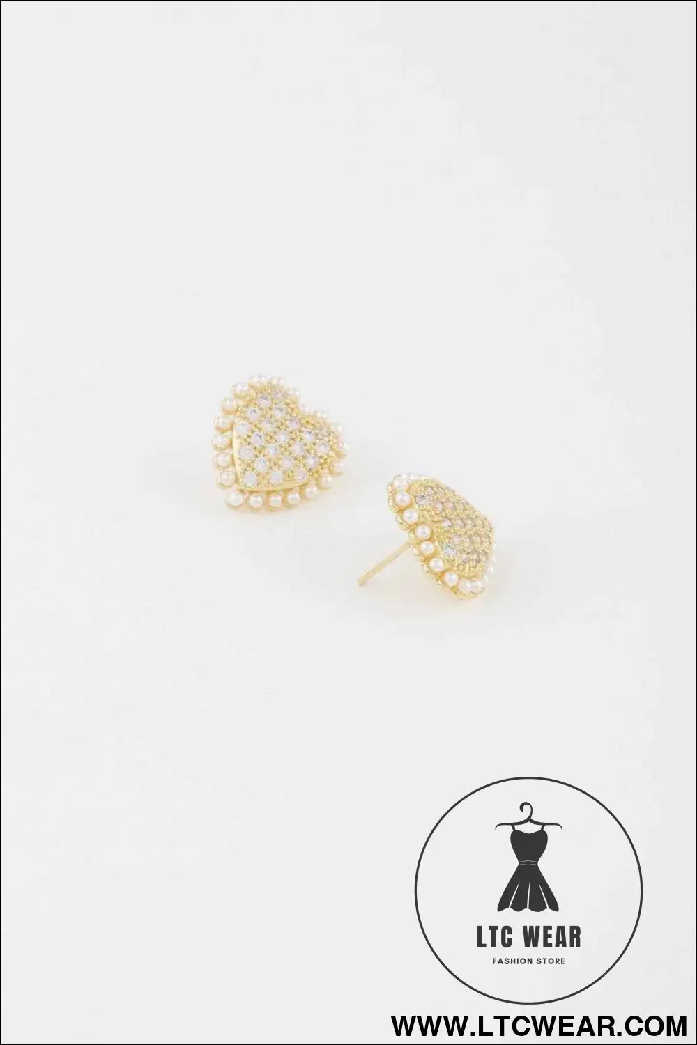 Beaded Heart Stud Earrings