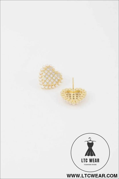 Beaded Heart Stud Earrings