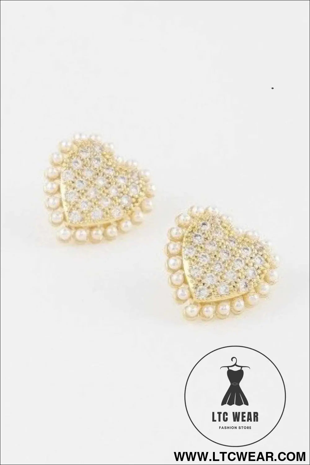 Beaded Heart Stud Earrings