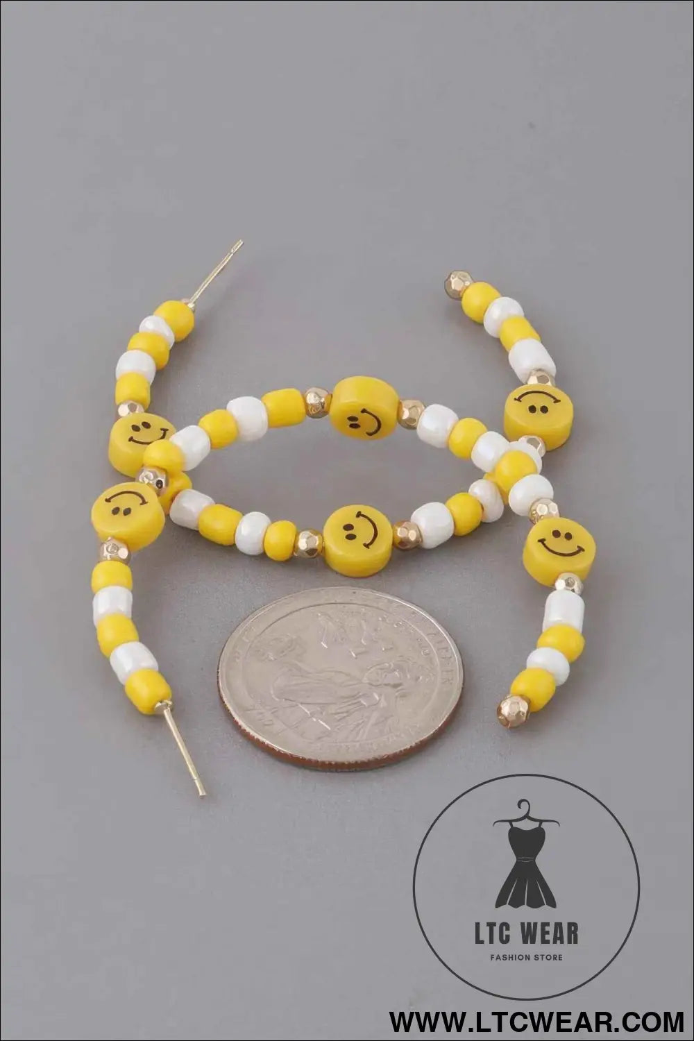 Beaded Smiley Face Hoop Earrings