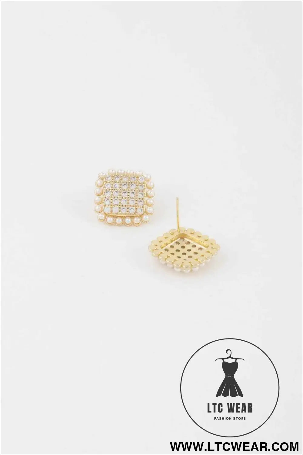 Beaded Square Stud Earrings
