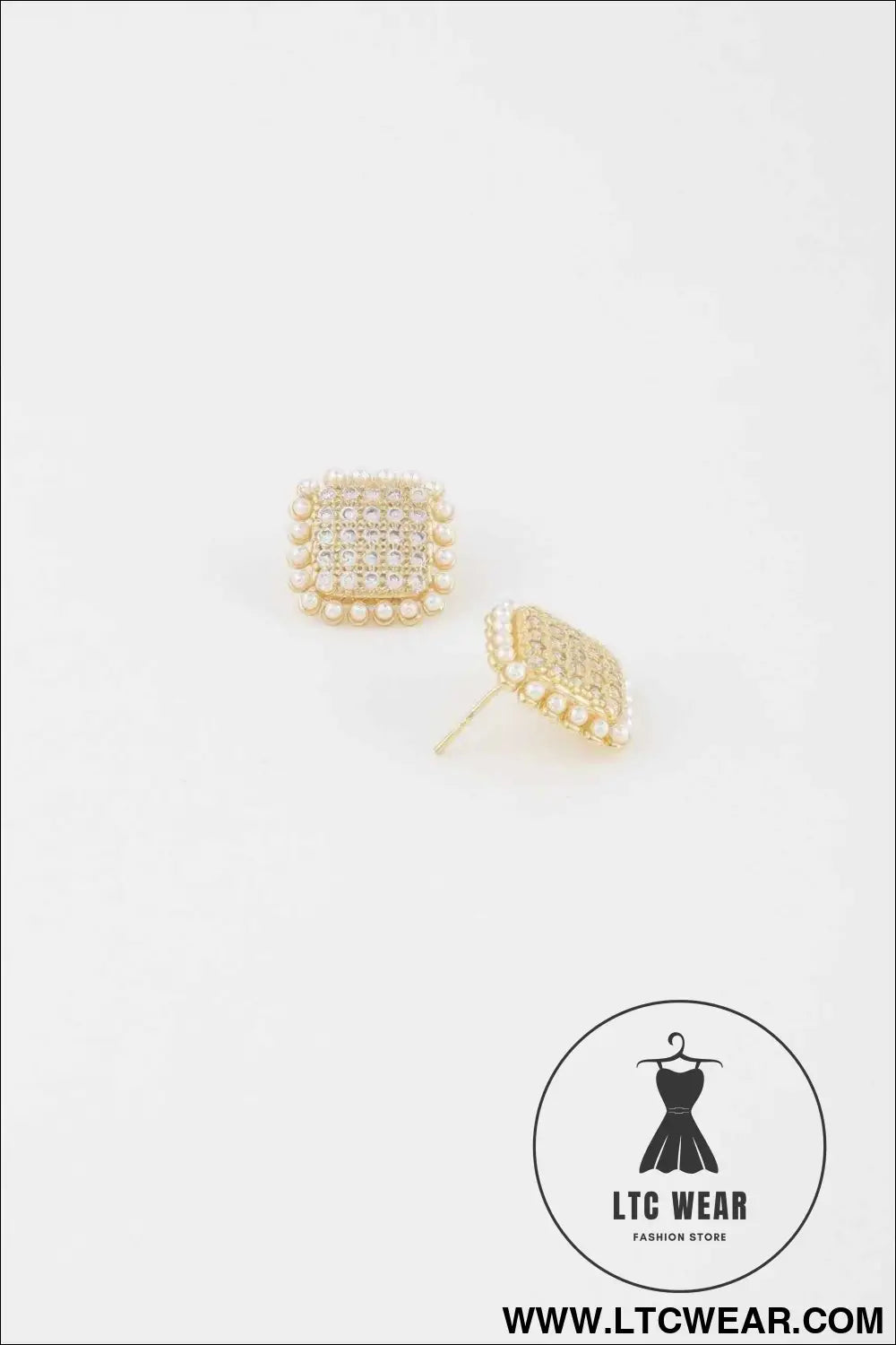 Beaded Square Stud Earrings