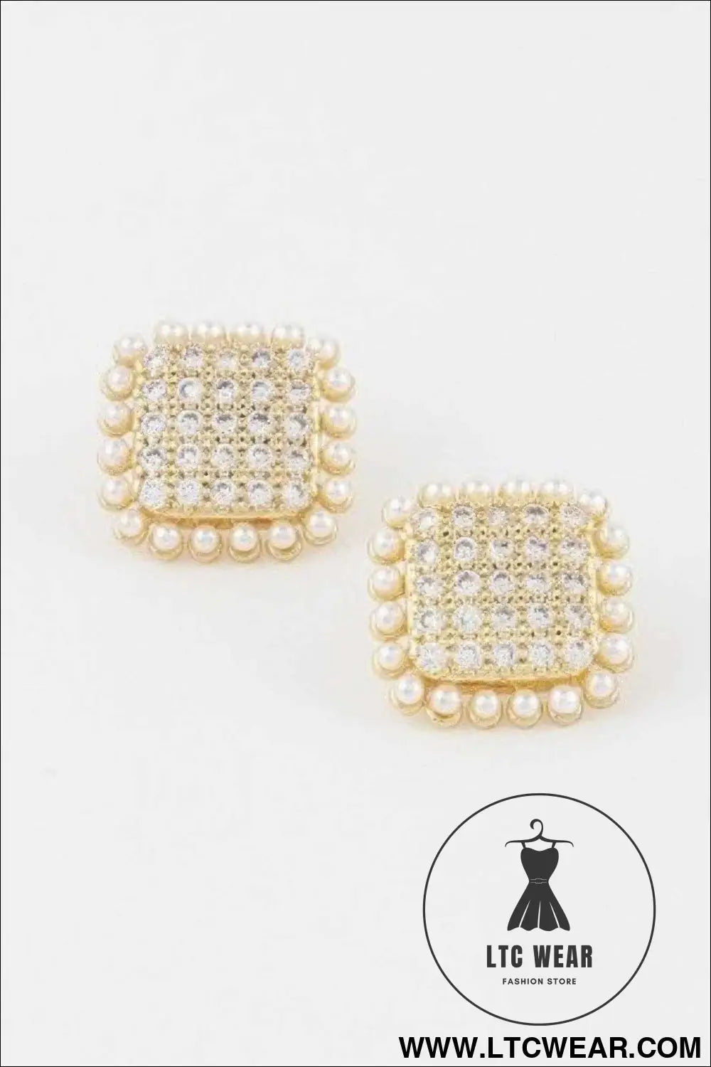 Beaded Square Stud Earrings