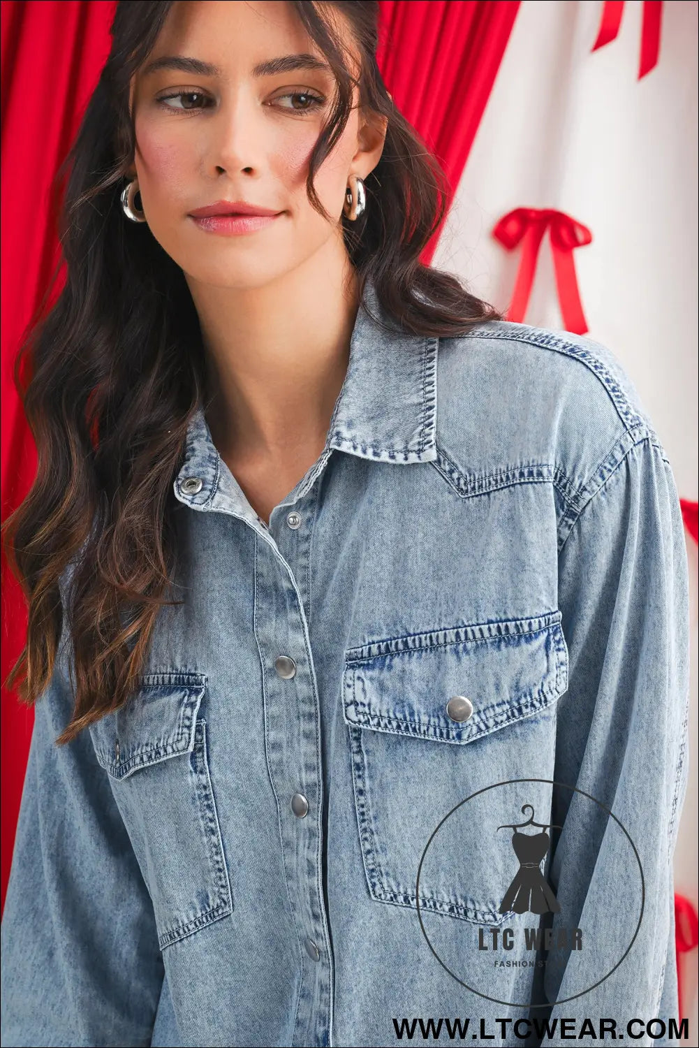 Beau blue chest pocket raw hem denim loose shirt dress - mini dresses