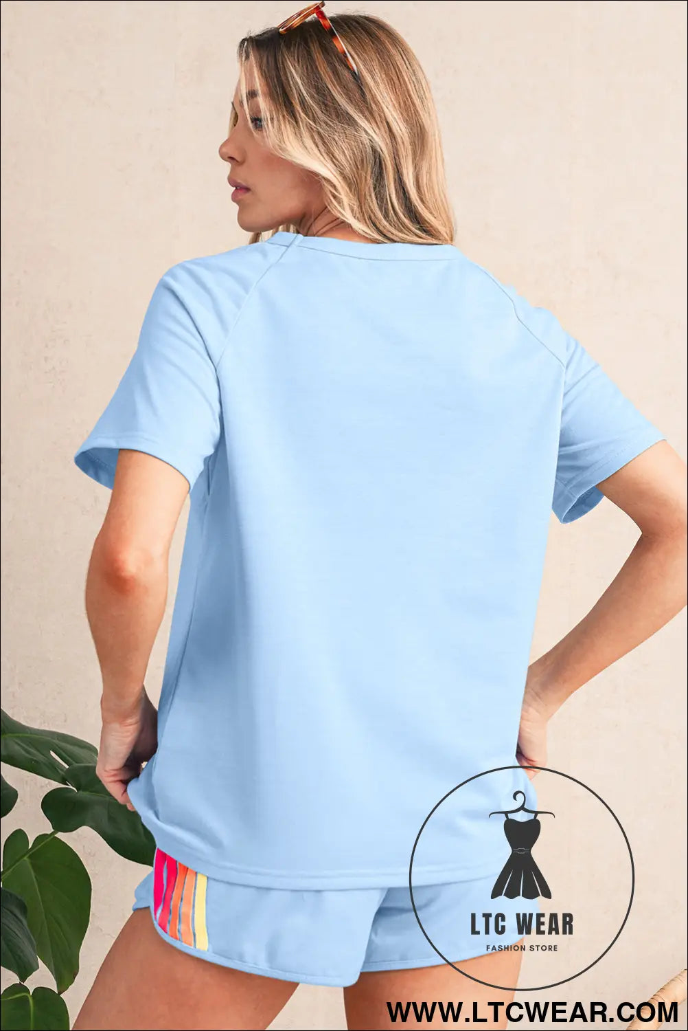 Beau blue colorful striped casual tee - tops & tees