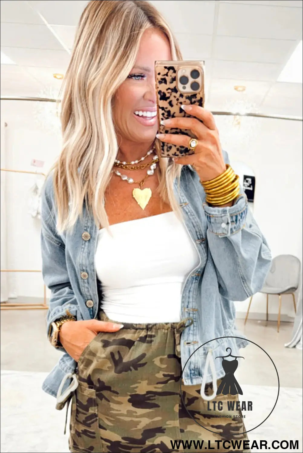 Beau blue draw-cord hem light wash denim jacket - jackets