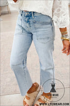 Beau blue frayed cropped straight jeans - jeans