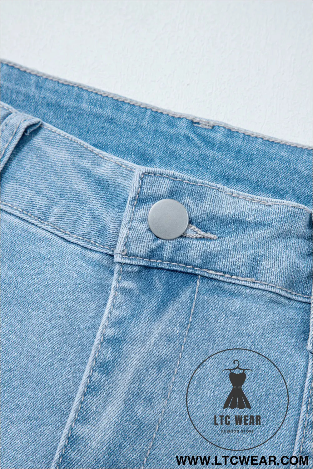 Beau Blue High Rise Barrel Relaxed Patch Pocket Jeans - L.T.C Wear Online Fashion Store