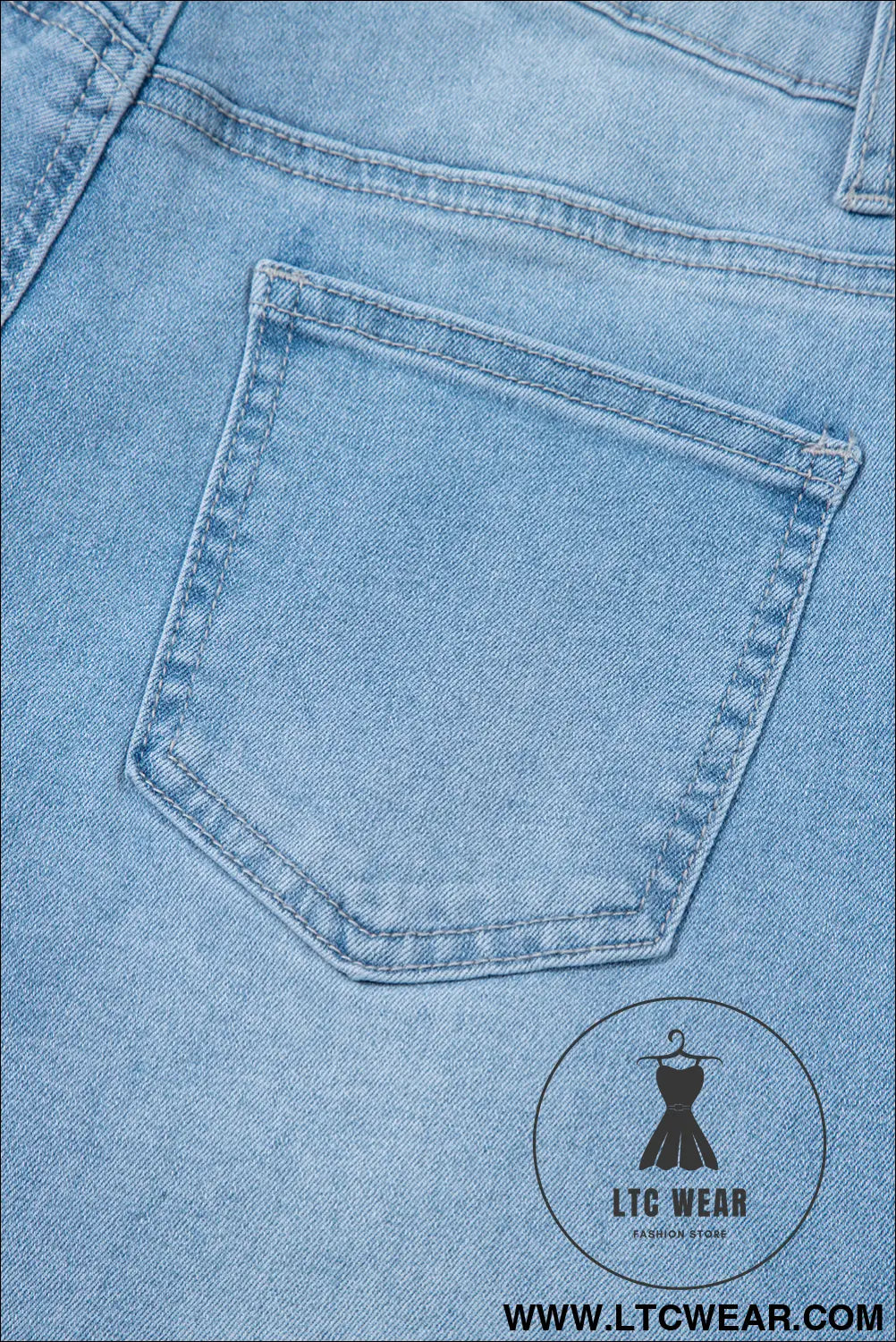 Beau Blue High Rise Barrel Relaxed Patch Pocket Jeans - L.T.C Wear Online Fashion Store