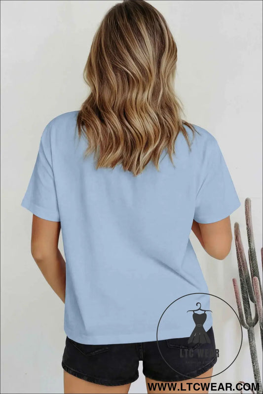 Beau Blue Solid Color High Neck Oversize Tee