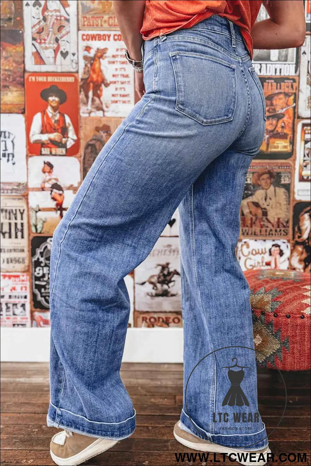 Beau Blue Tailored Center Seam Detail High Rise Jeans