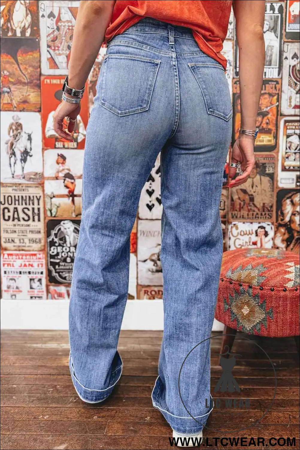 Beau Blue Tailored Center Seam Detail High Rise Jeans