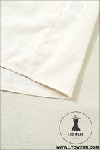 Beige contrast color trim button down long puff sleeve shirt - blouses & shirts