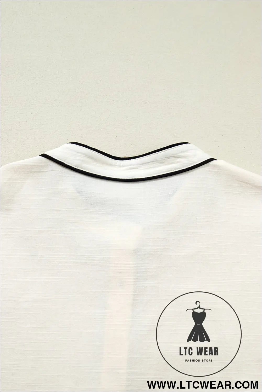 Beige contrast color trim button down long puff sleeve shirt - blouses & shirts