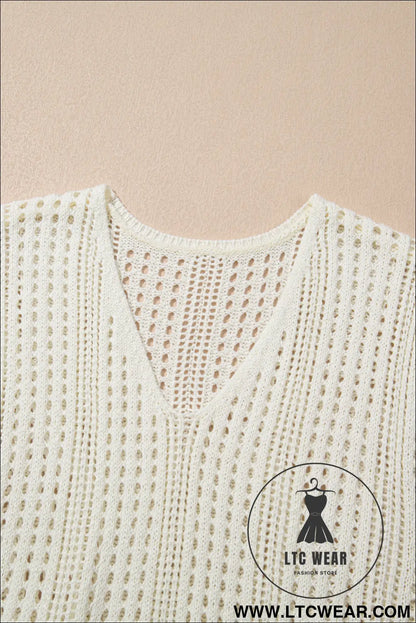 Beige Open Knit Drawstring Waist Beach Dress - L.T.C Wear Online Fashion Store