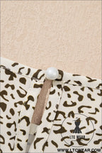 Beige plus size leopard print frill trim short sleeve flared dress - plus size dresses